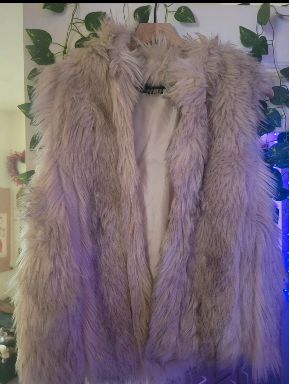 Topshop Faux Fur Teddy Vest in Light Taupe